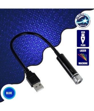 GloboStar® 81845 Διακοσμητικό Φωτιστικό Ειδικών Φωτορυθμικών Εφέ PARTY Disco LASER DC 5V με Καλώδιο Τροφοδοσίας USB Μπλέ IP20 Μ1.4 x Π1.4 x Υ27cm